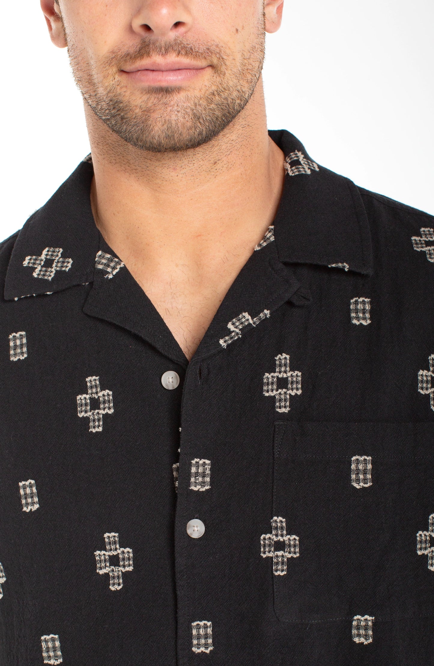 Liverpool Los Angeles | Short Sleeve Button Up Camp Shirt | Black