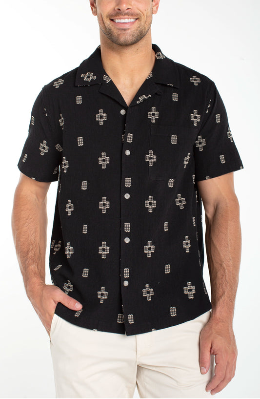 Liverpool Los Angeles | Short Sleeve Button Up Camp Shirt | Black