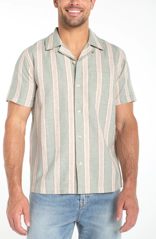 Liverpool Los Angeles | Short Sleeve Button Up Camp Shirt | Sage