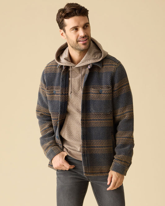 Flag and Anthem | Coaling Vintage Wash Textured Twill Jacket | Navy/Brown