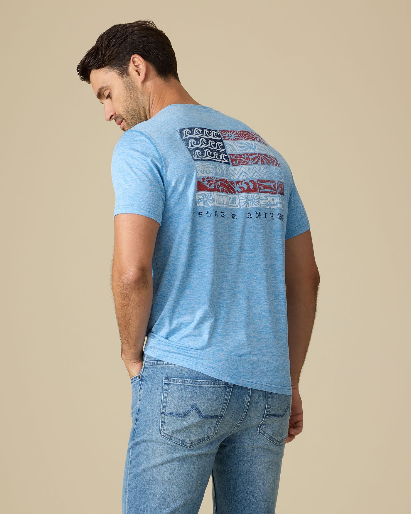 Flag and Anthem | Americana Costal Flag Tee | Blue