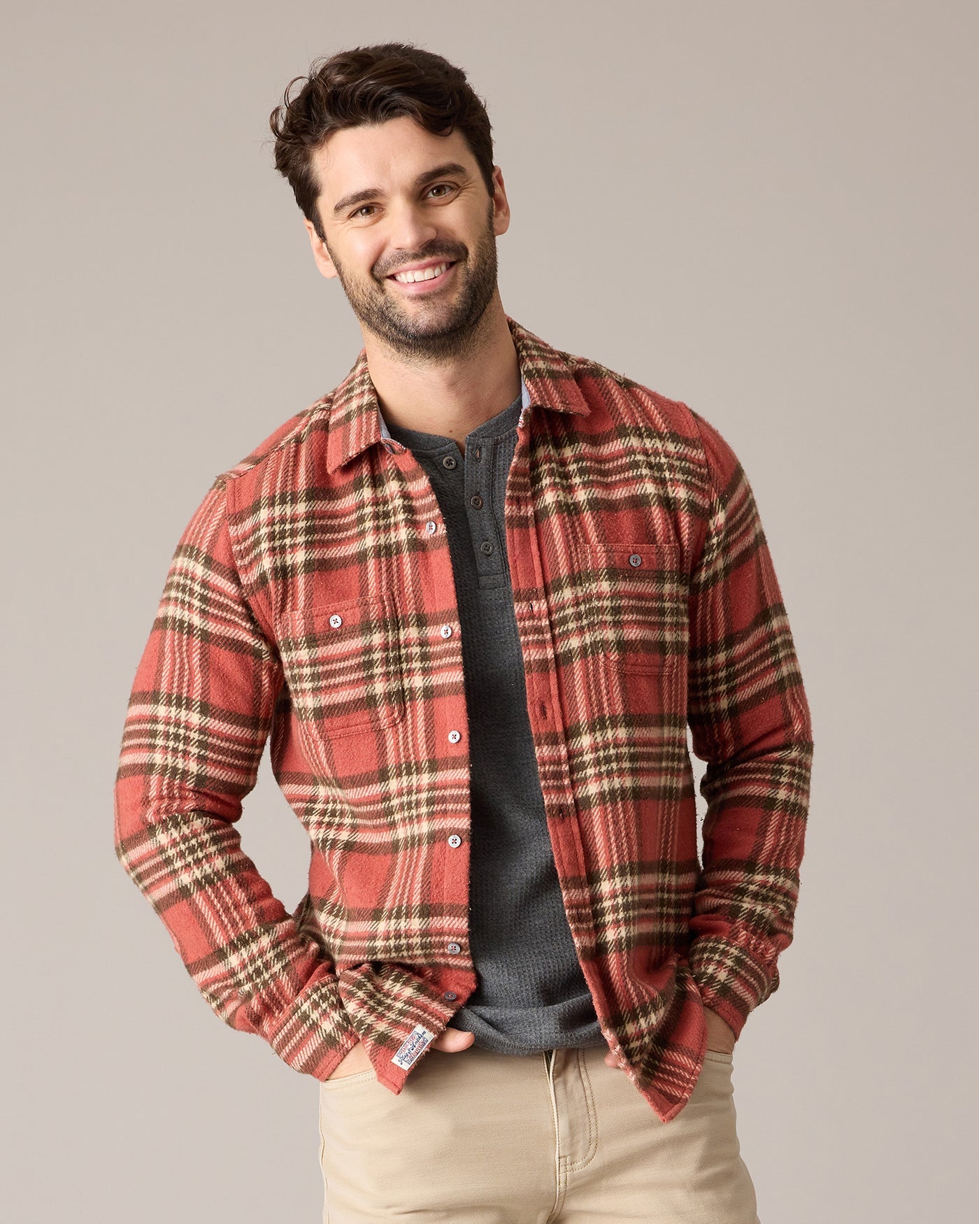 Flag and Anthem Seabrook Vintage Wash Flannel Shirt - Brick