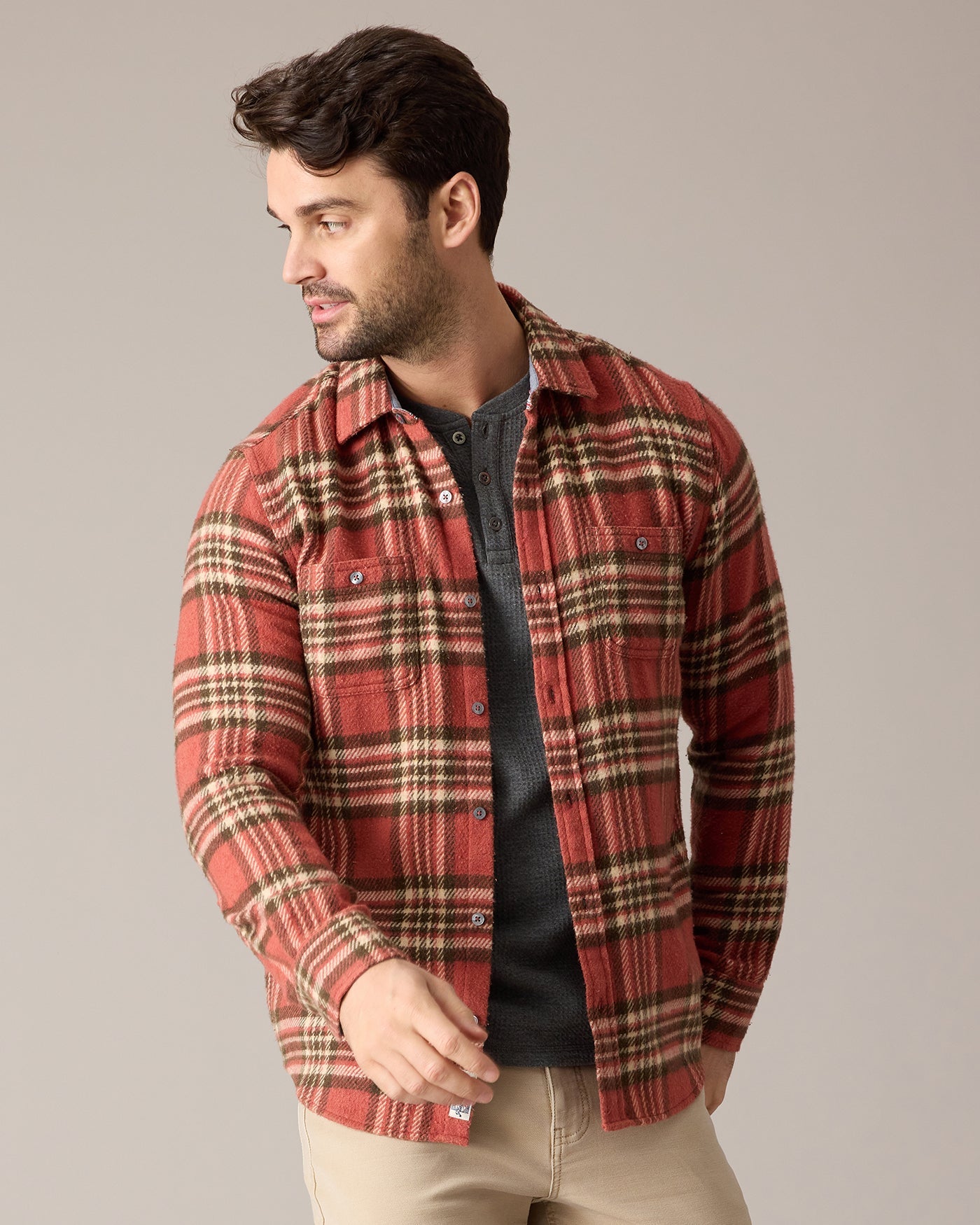 Flag and Anthem Seabrook Vintage Wash Flannel Shirt - Brick