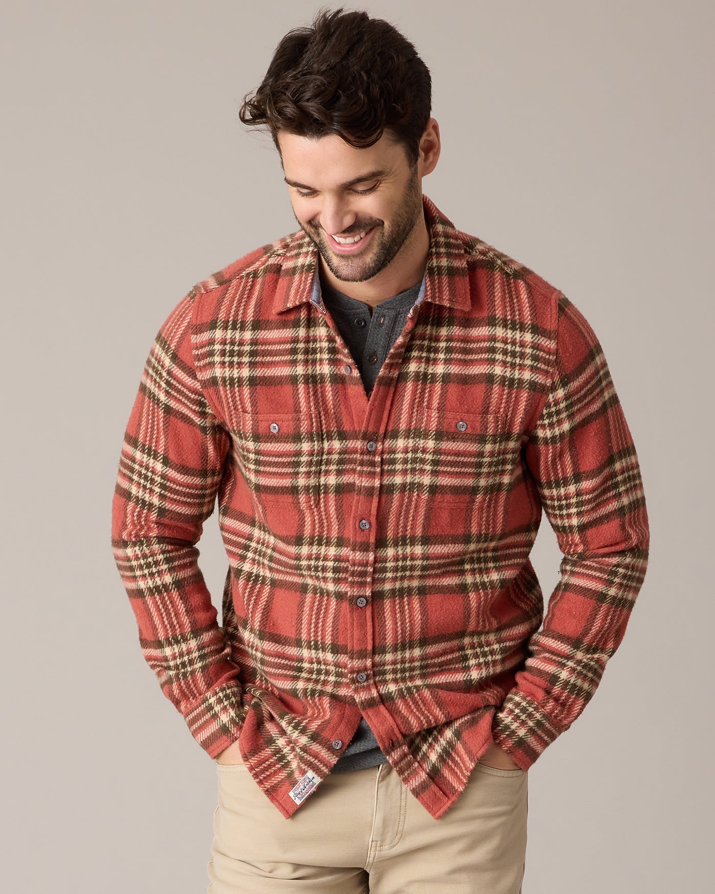 Flag and Anthem Seabrook Vintage Wash Flannel Shirt - Brick