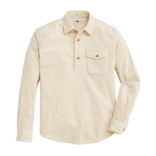 Onward Reserve Stretch Cord Half Button Shirt - Cream