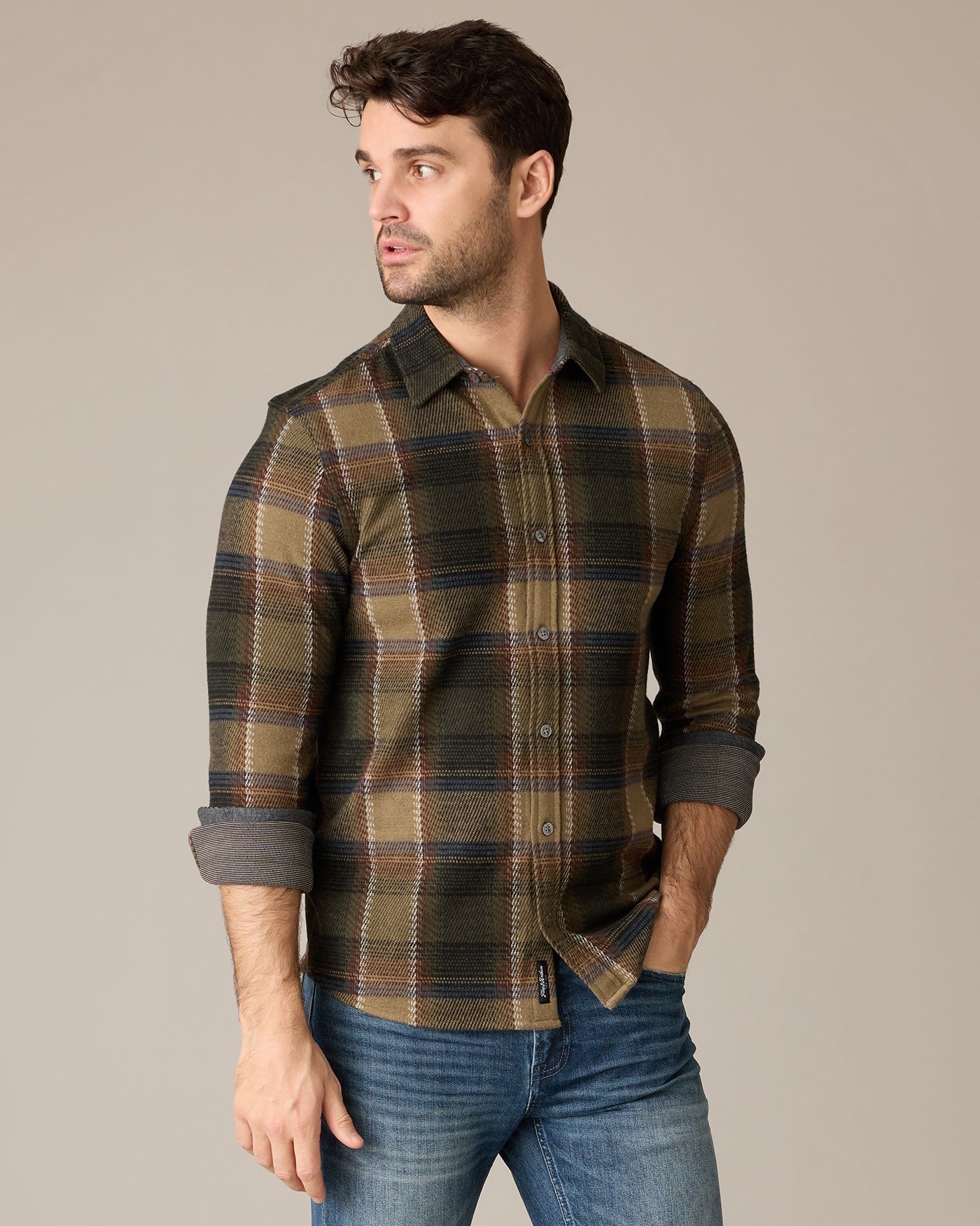 Flag and Anthem Hero Stretch Flannel Shirt - Olive/Brown