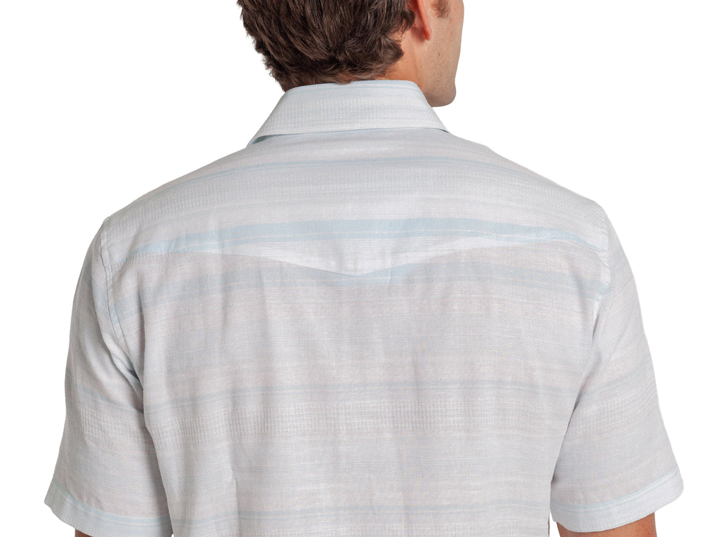 Criquet Hemp Stripe Pearl Snap - Light Blue