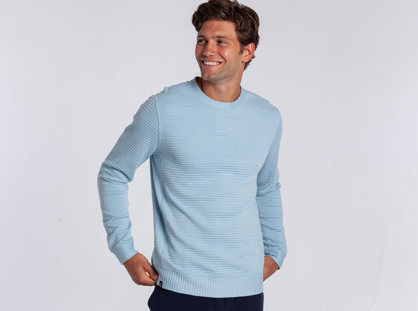 Criquet Quilted Crew Sweatshirt - Sky Blue