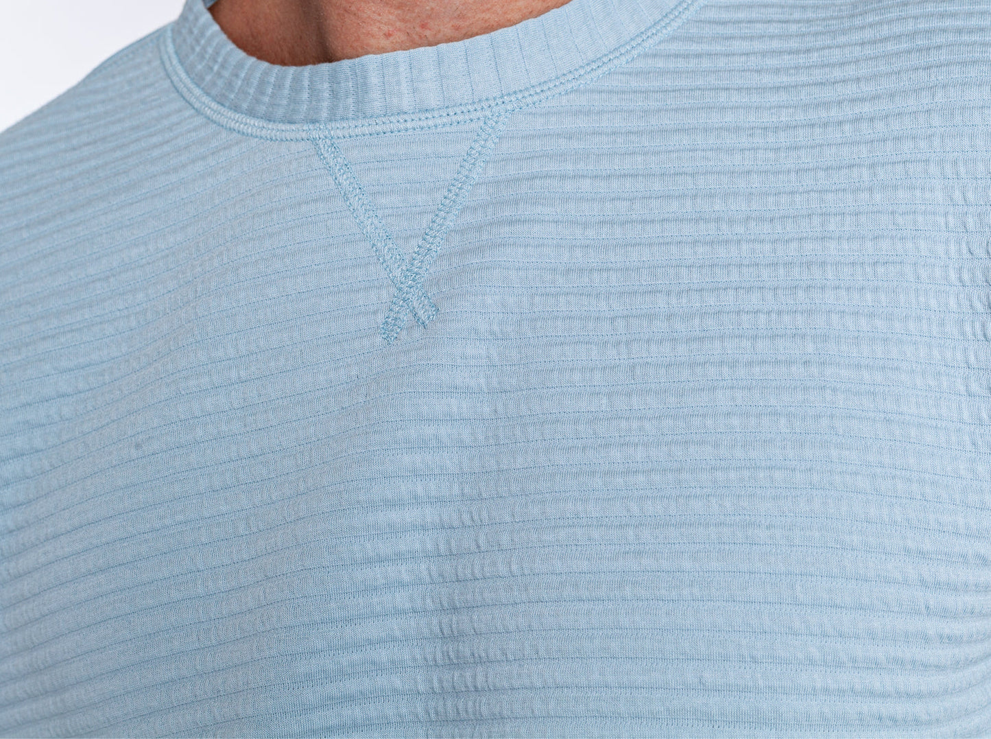 Criquet Quilted Crew Sweatshirt - Sky Blue