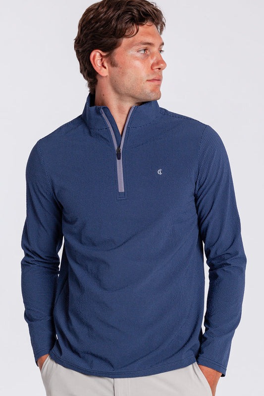 Criquet Seersucker Performance Pullover- Navy