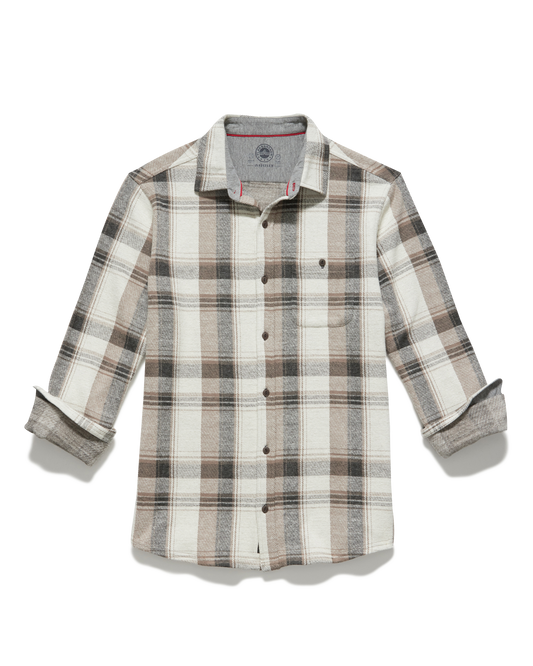 Flag and Anthem Hero Stretch Flannel Shirt - Cream/Charcoal