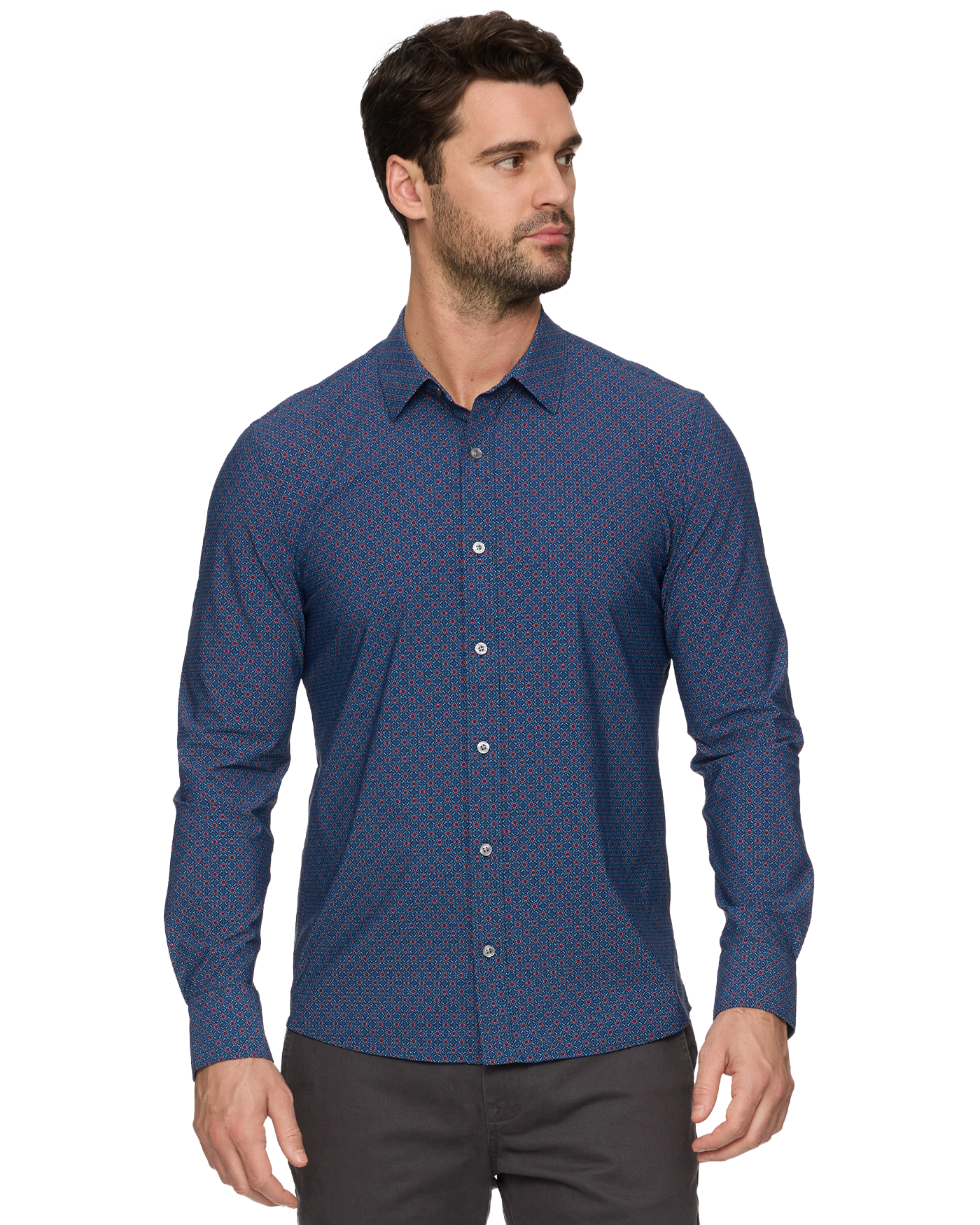 Flag and Anthem MADEFLEX Amos Journey Shirt- Navy / Red