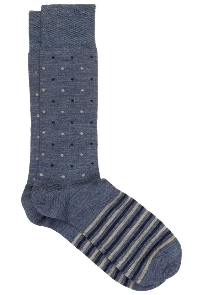 Socks | Spot & Stripe | Denim Blue | Geoff Nicholson Collection