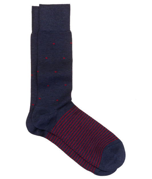 Socks | Spot & Stripe | Navy & Red | Geoff Nicholson Collection