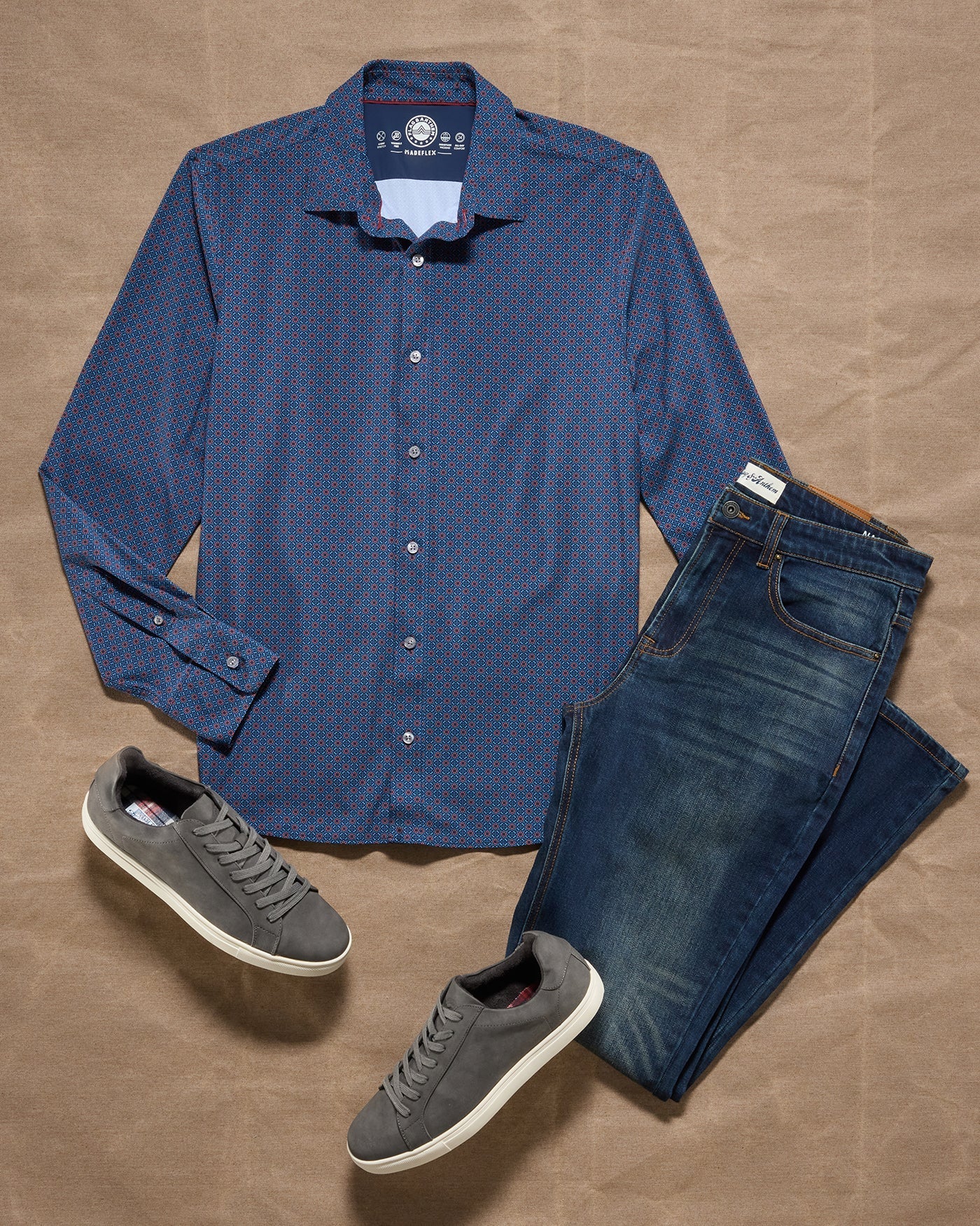 Flag and Anthem MADEFLEX Amos Journey Shirt- Navy / Red