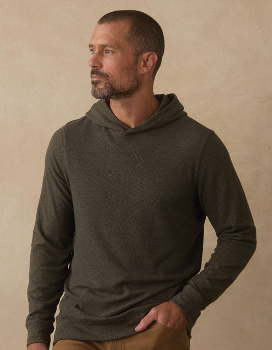 The Normal Brand | Brushed Texture Knit Hoodie | Dark Forest