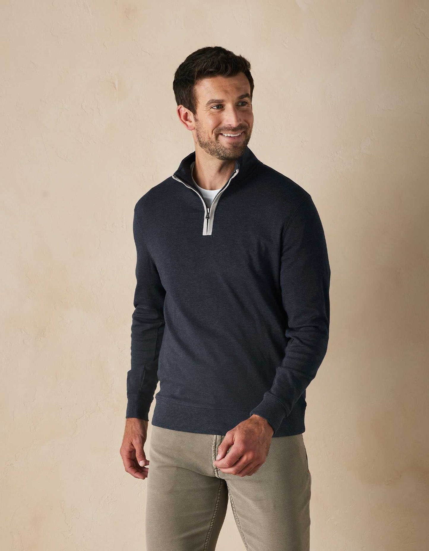 The Normal Brand Puremeso Weekend Quarter Zip - Navy
