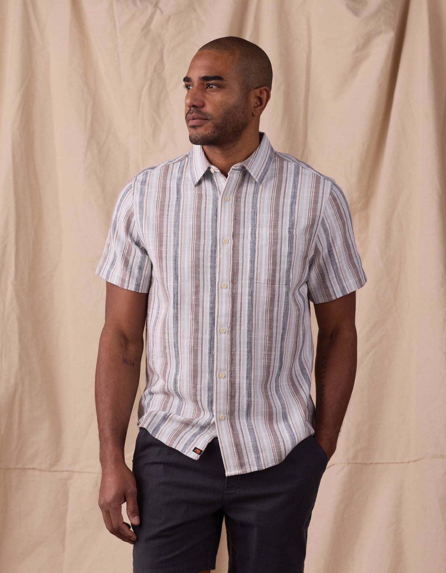 Freshwater Short Sleeve Button Up Shirt - Misty Harbor Stripe