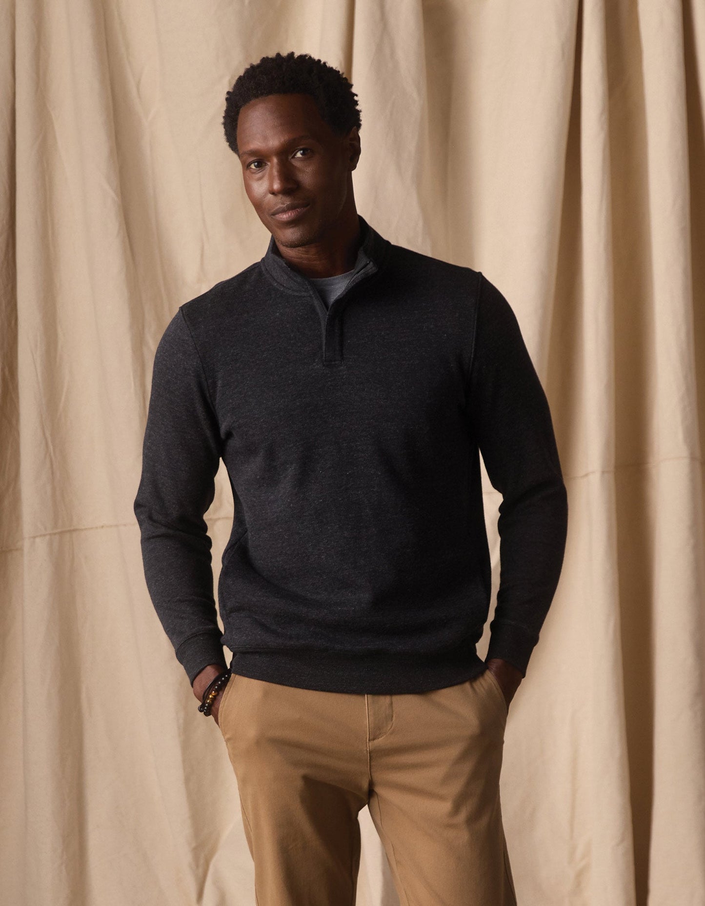 The Normal Brand Puremeso Fleece 1/4 Zip - Black