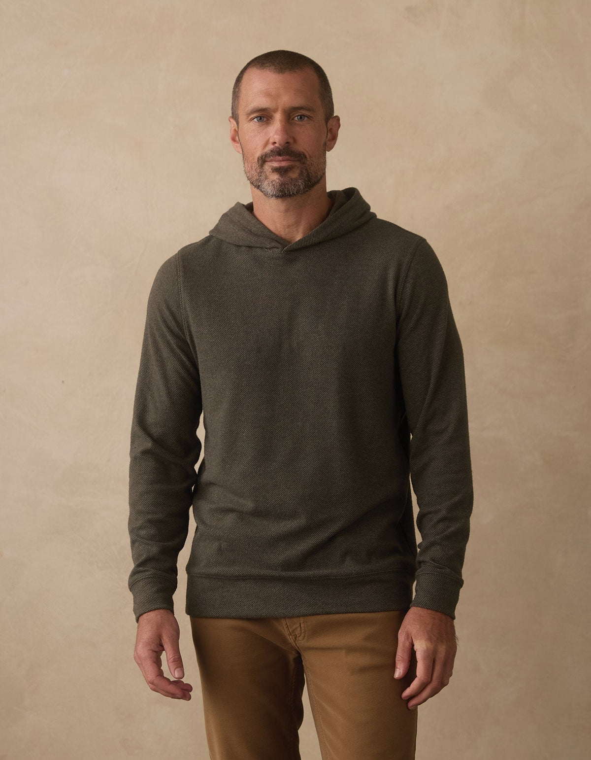 The Normal Brand | Brushed Texture Knit Hoodie | Dark Forest