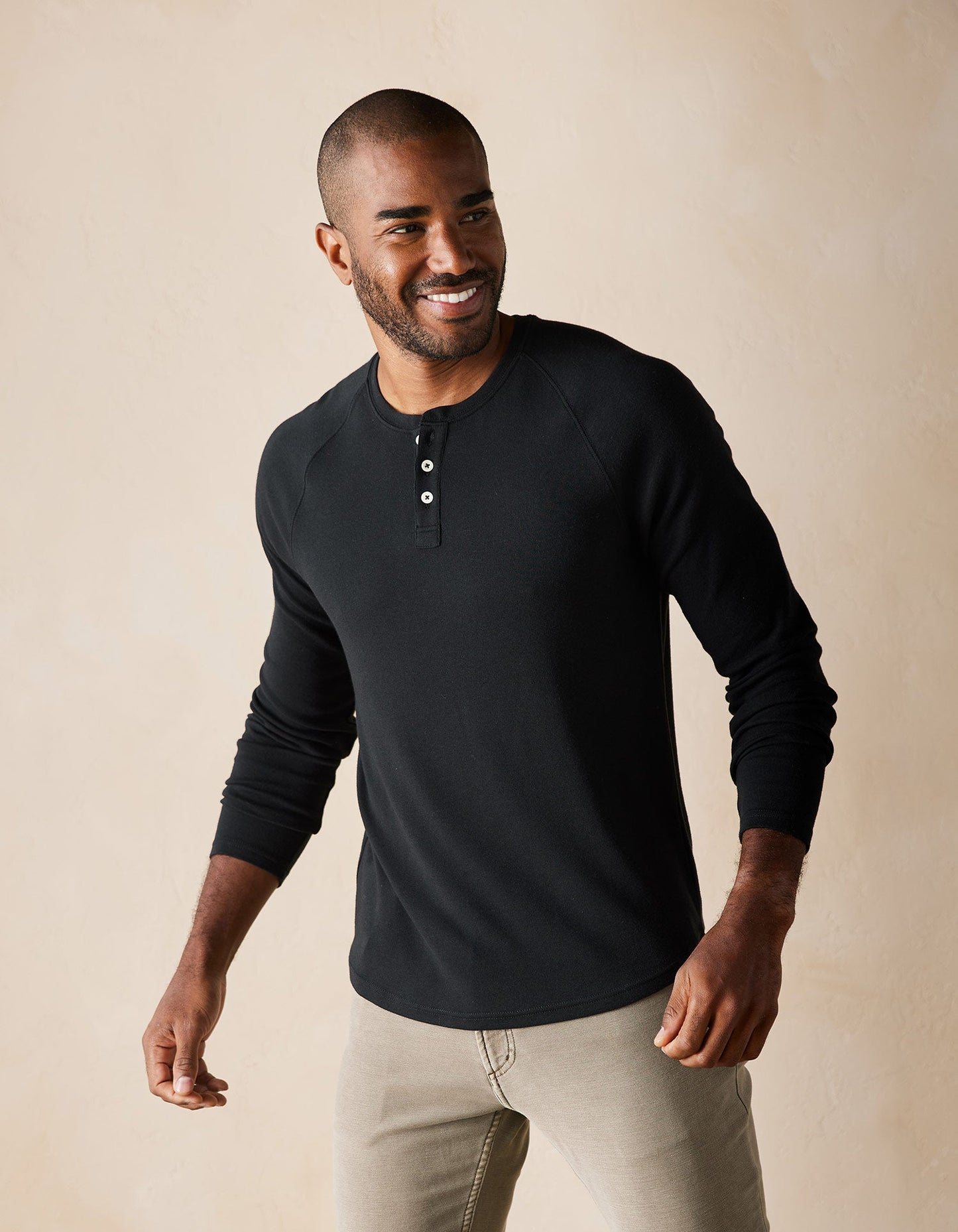 The Normal Brand Puremeso Everyday Henley - Black