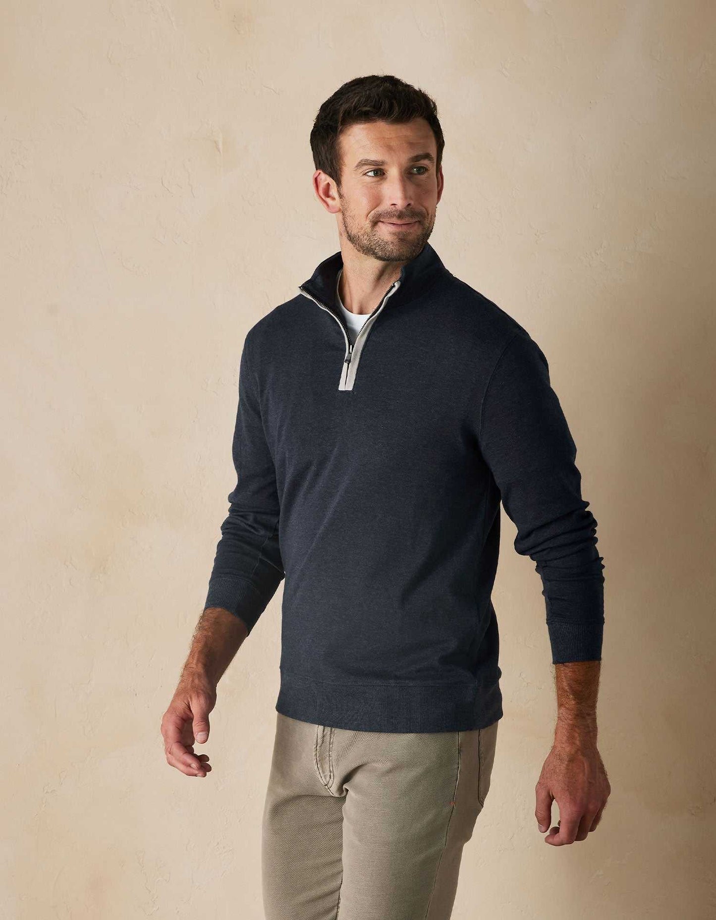 The Normal Brand Puremeso Weekend Quarter Zip - Navy