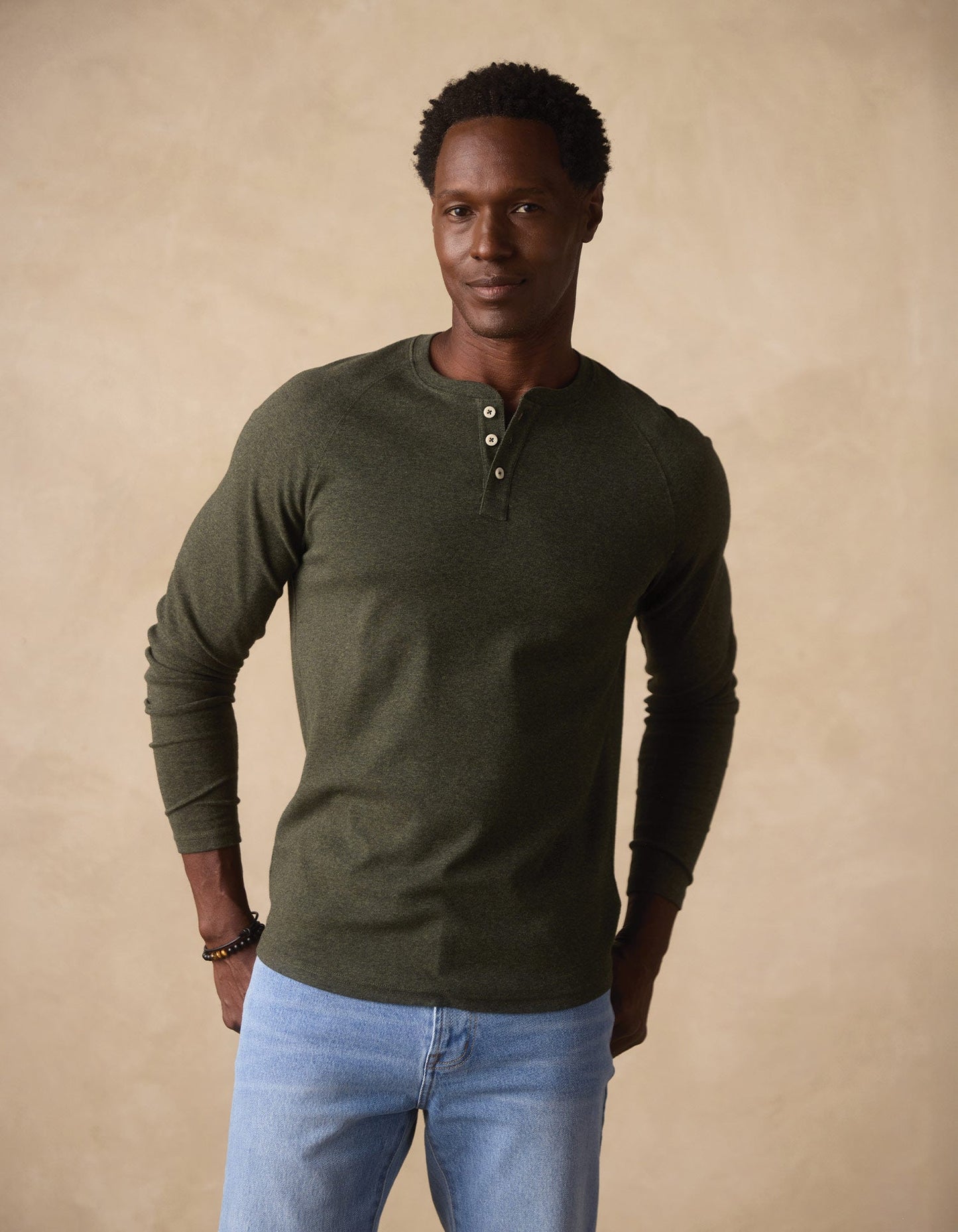 The Normal Brand Puremeso Everyday Henley - Olive