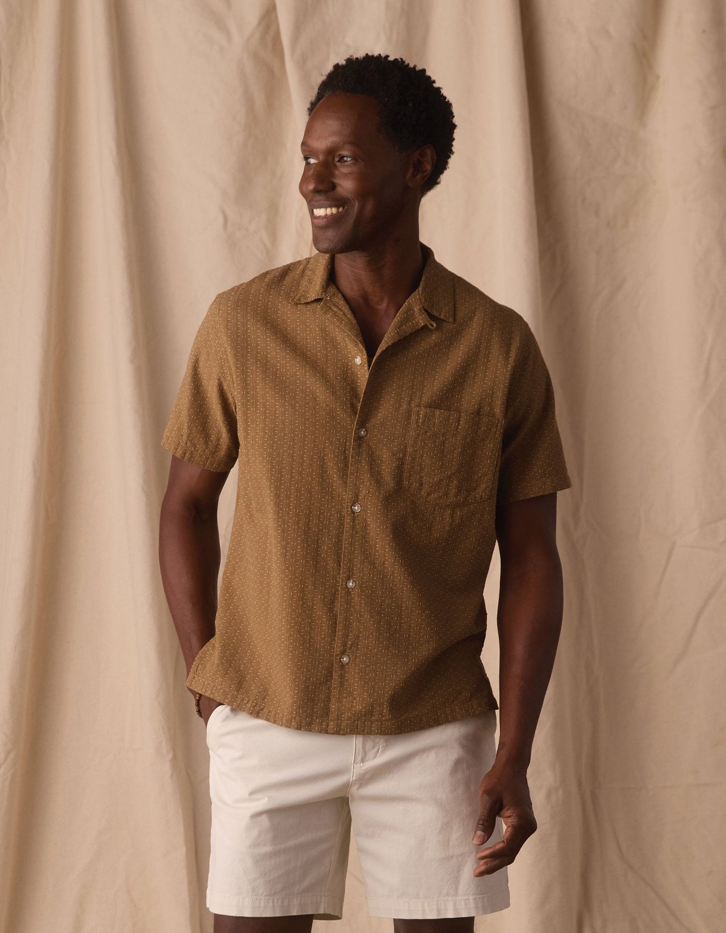 The Normal Brand | Freshwater Resort Button Up Shirt | Dark Khaki