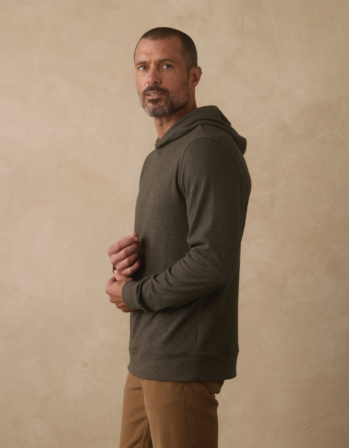 The Normal Brand | Brushed Texture Knit Hoodie | Dark Forest
