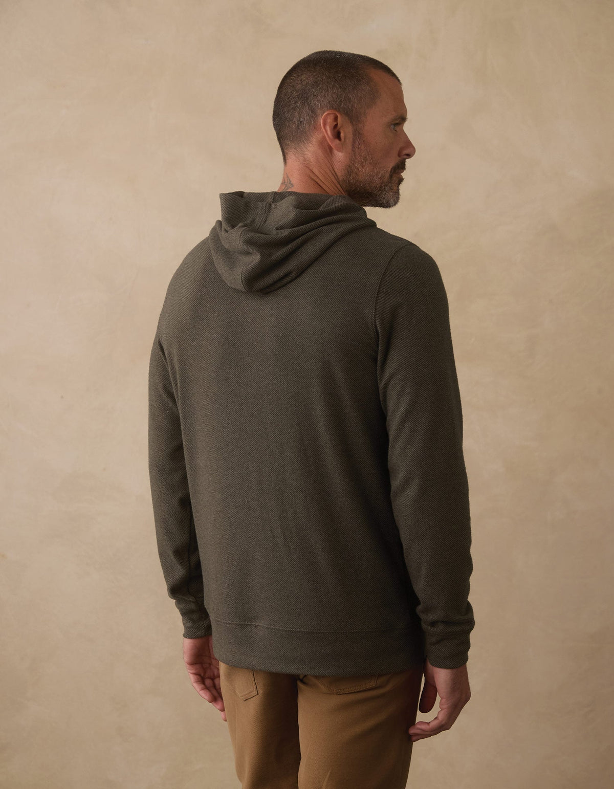 The Normal Brand | Brushed Texture Knit Hoodie | Dark Forest