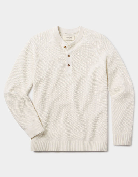 The Normal Brand COOLMAX® Textured Sweater Henley in Ivory
