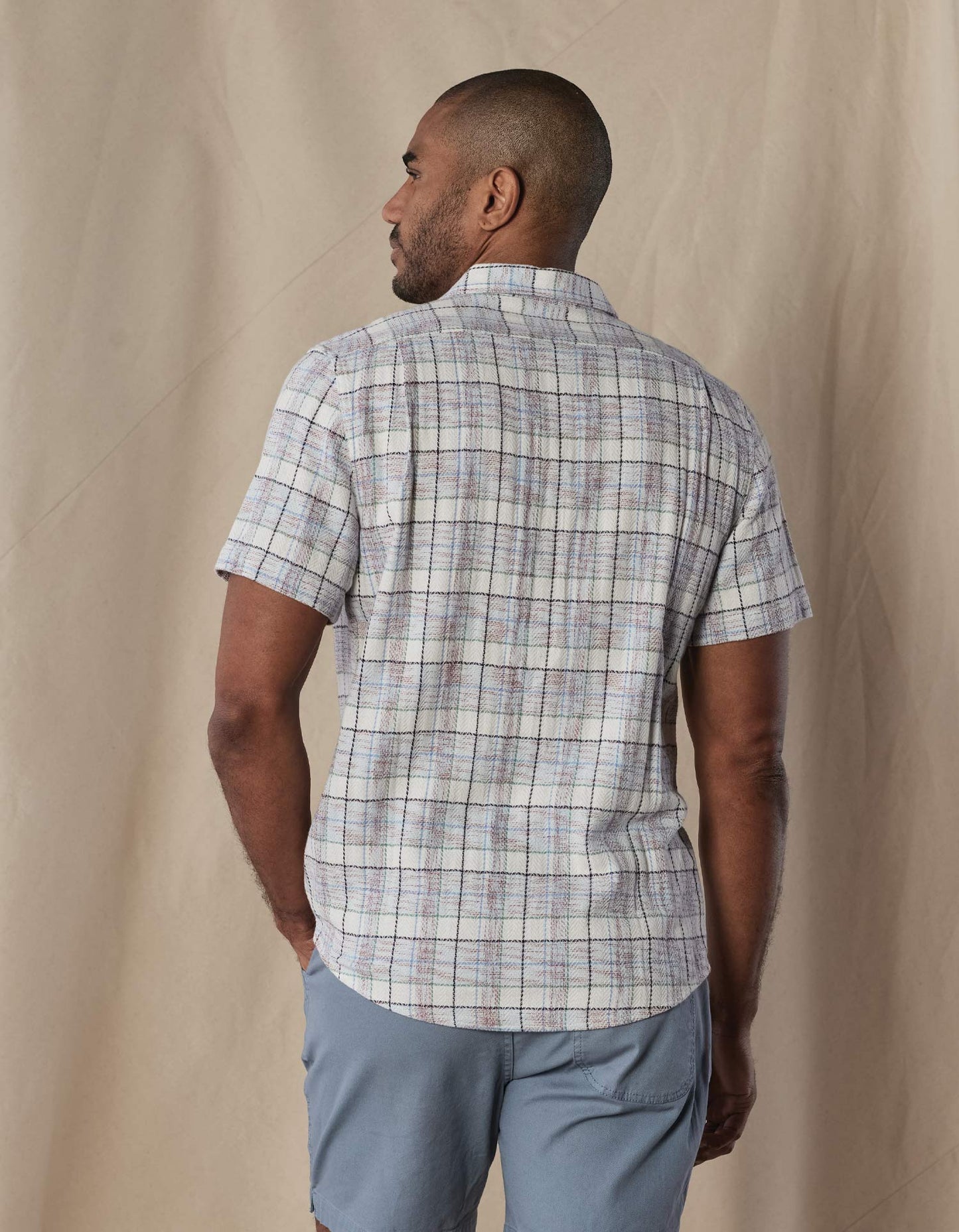 Freshwater Short Sleeve Button Up Shirt - Clear Sky Plaid