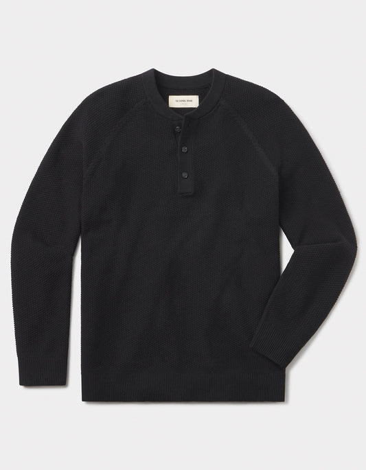 The Normal Brand COOLMAX® Textured Sweater Henley in Black