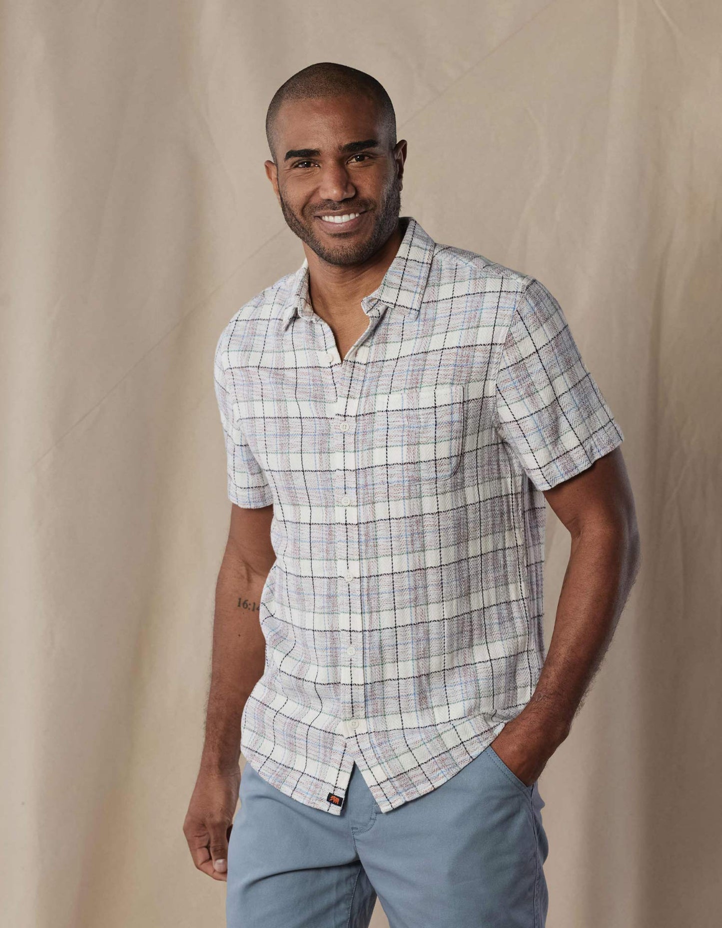 Freshwater Short Sleeve Button Up Shirt - Clear Sky Plaid