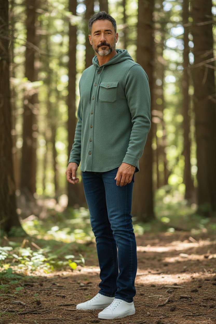 Roosters Parson Button Up Hoodie - Olive