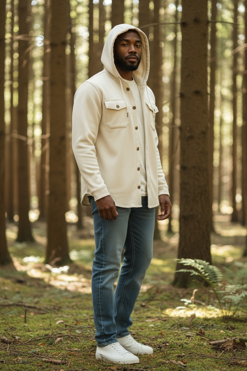 Roosters Parson Button Up Hoodie - Natural