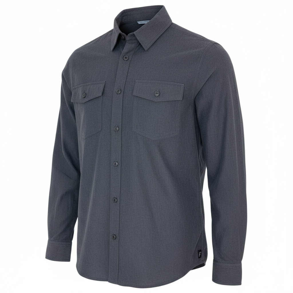 Roosters Tazi Micro Corduroy black long sleeve shirt with front button closure and double chest pockets in regular fit