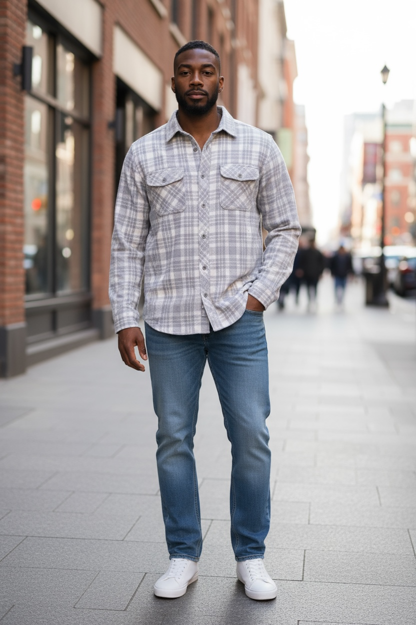 Roosters Fowler Flannel - Grey