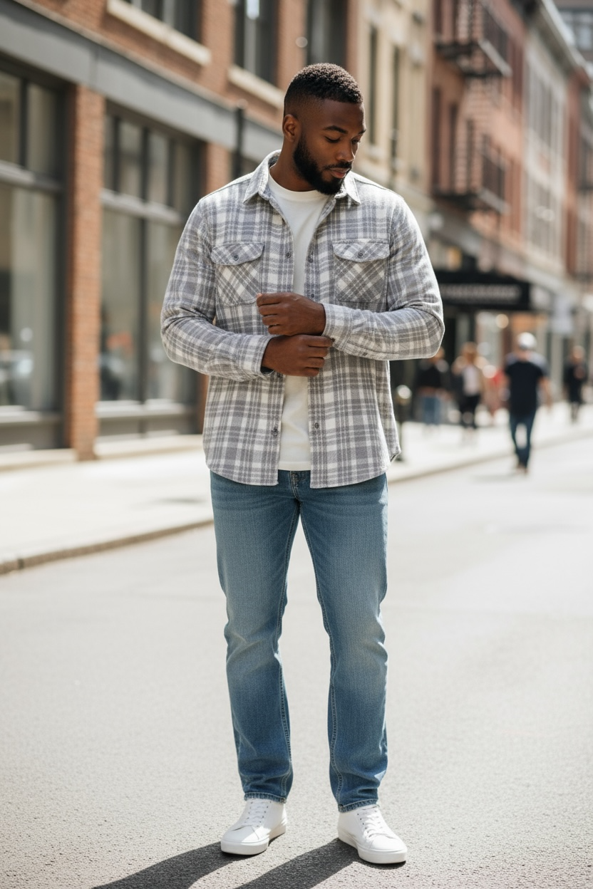 Roosters Fowler Flannel - Grey