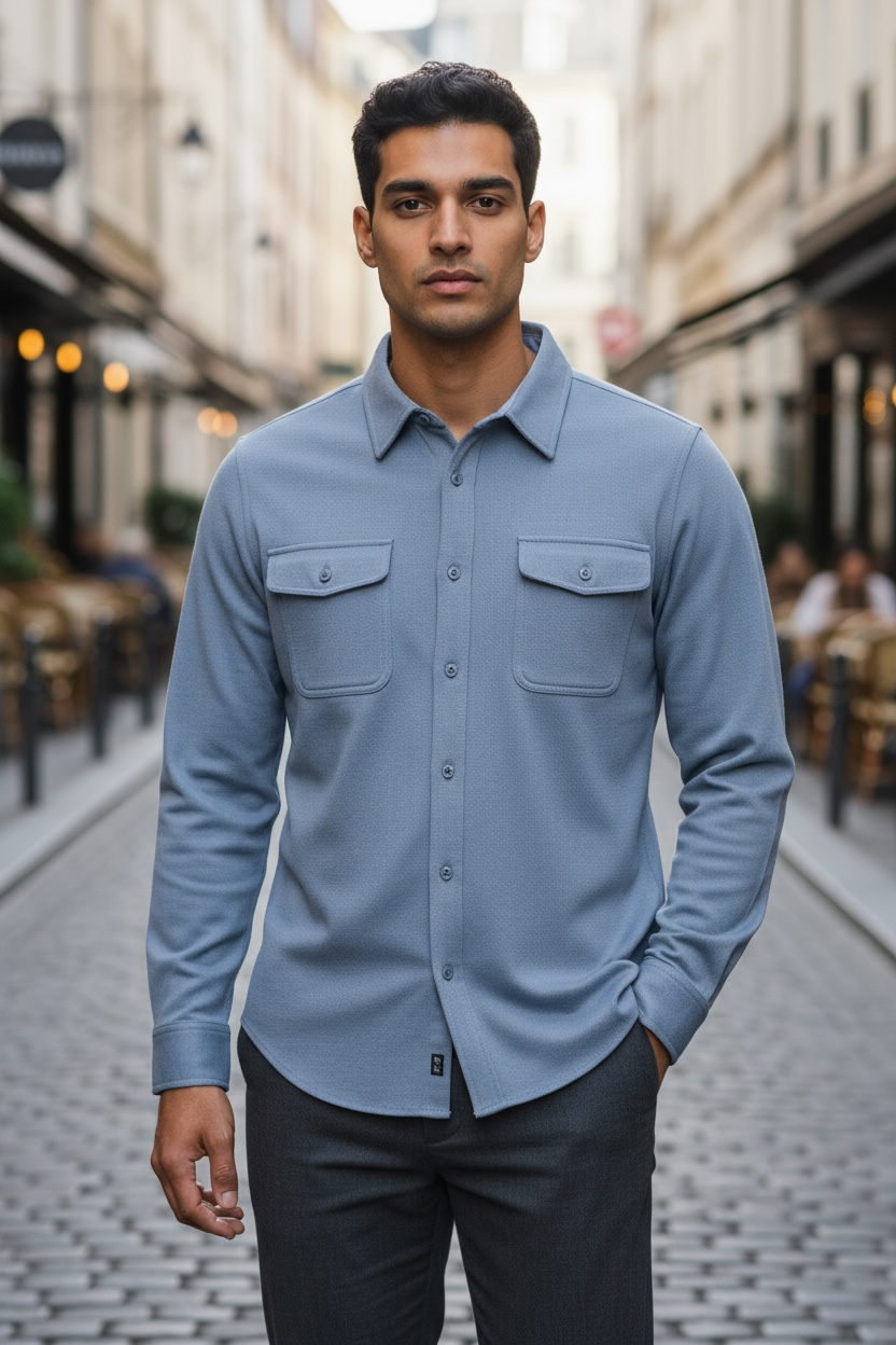 Roosters Banks Flannel - Sky Blue