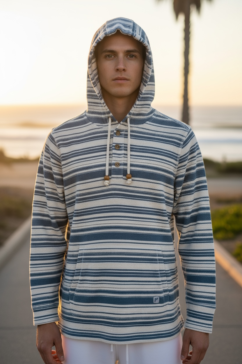 Roosters Ramblin Hoodie - Natural/Light Blue