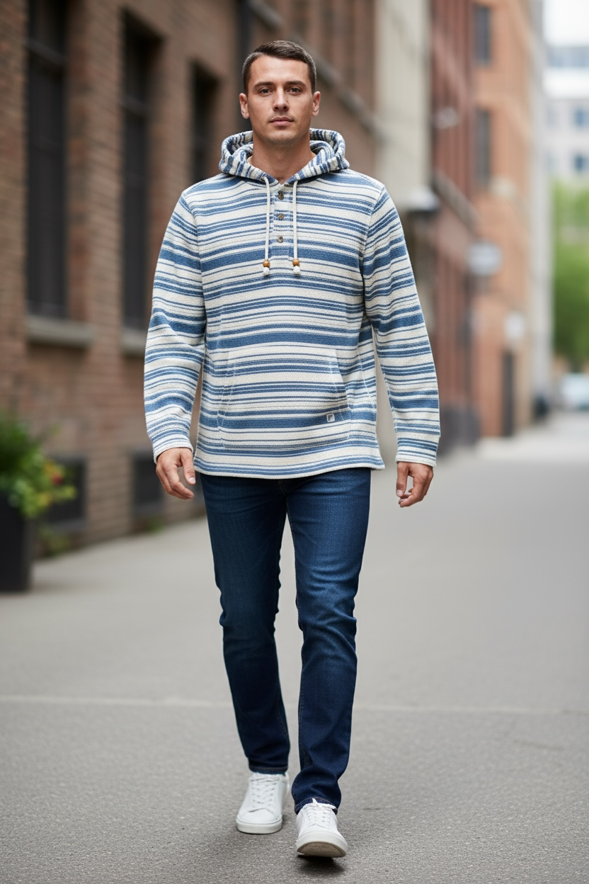 Roosters Ramblin Hoodie - Natural/Light Blue