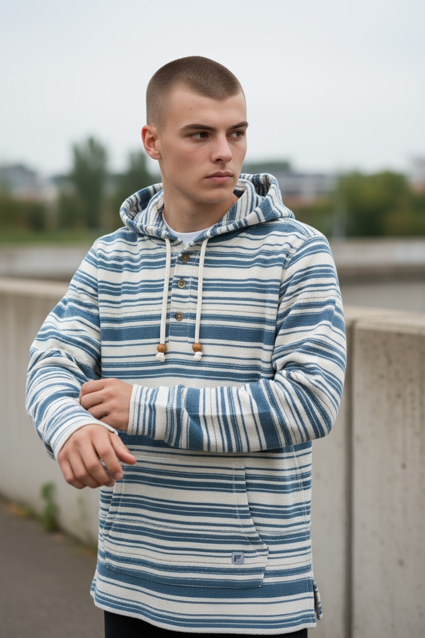 Roosters Ramblin Hoodie - Natural/Light Blue