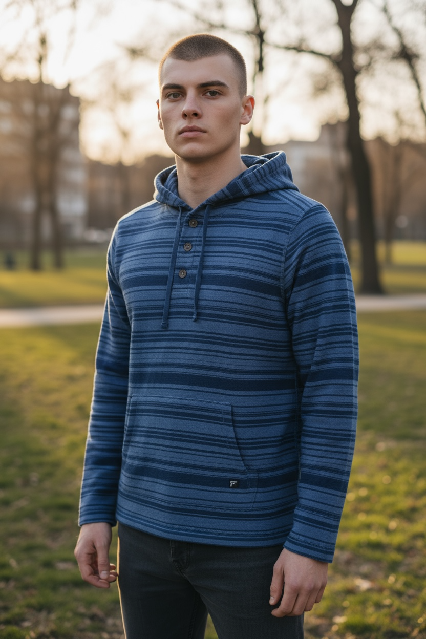 Roosters Ramblin Hoodie - Navy Striped
