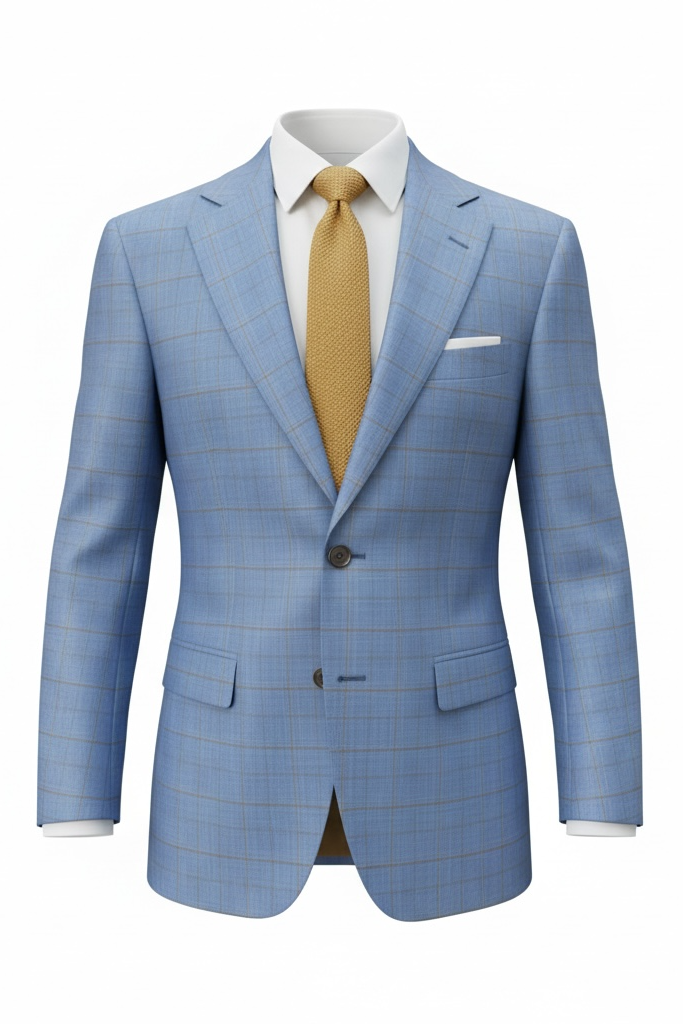 Sport Coat | Windowpane Check | Sky Blue | Giles & Jasper Collection