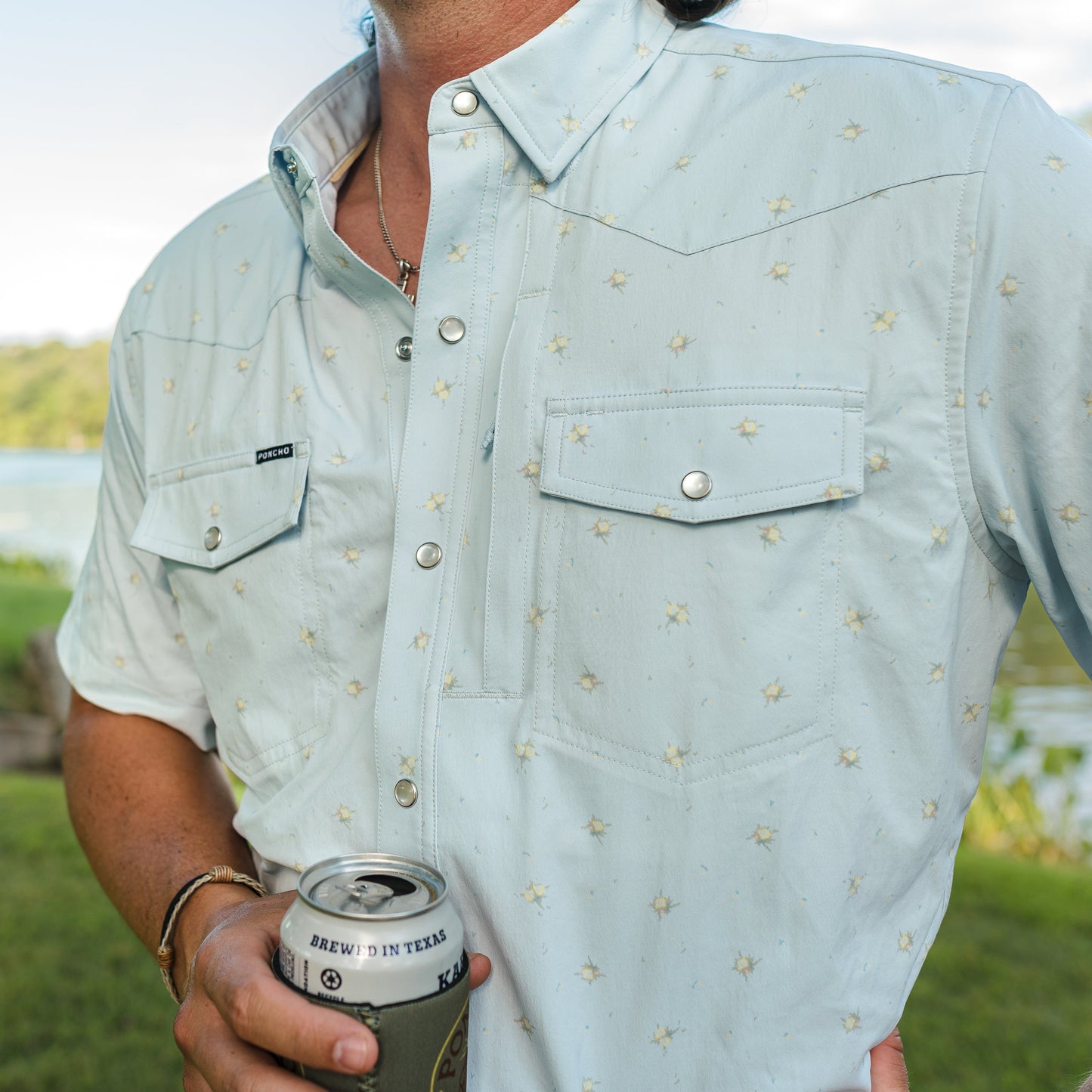 Poncho Outdoors | The Bonito | Light Blue Rose Print
