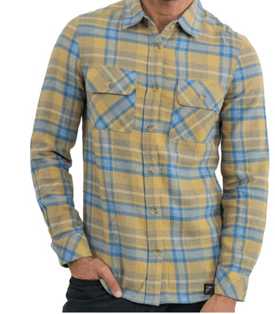 Roosters Supply Company |Collared Flannel | Blue and Gold