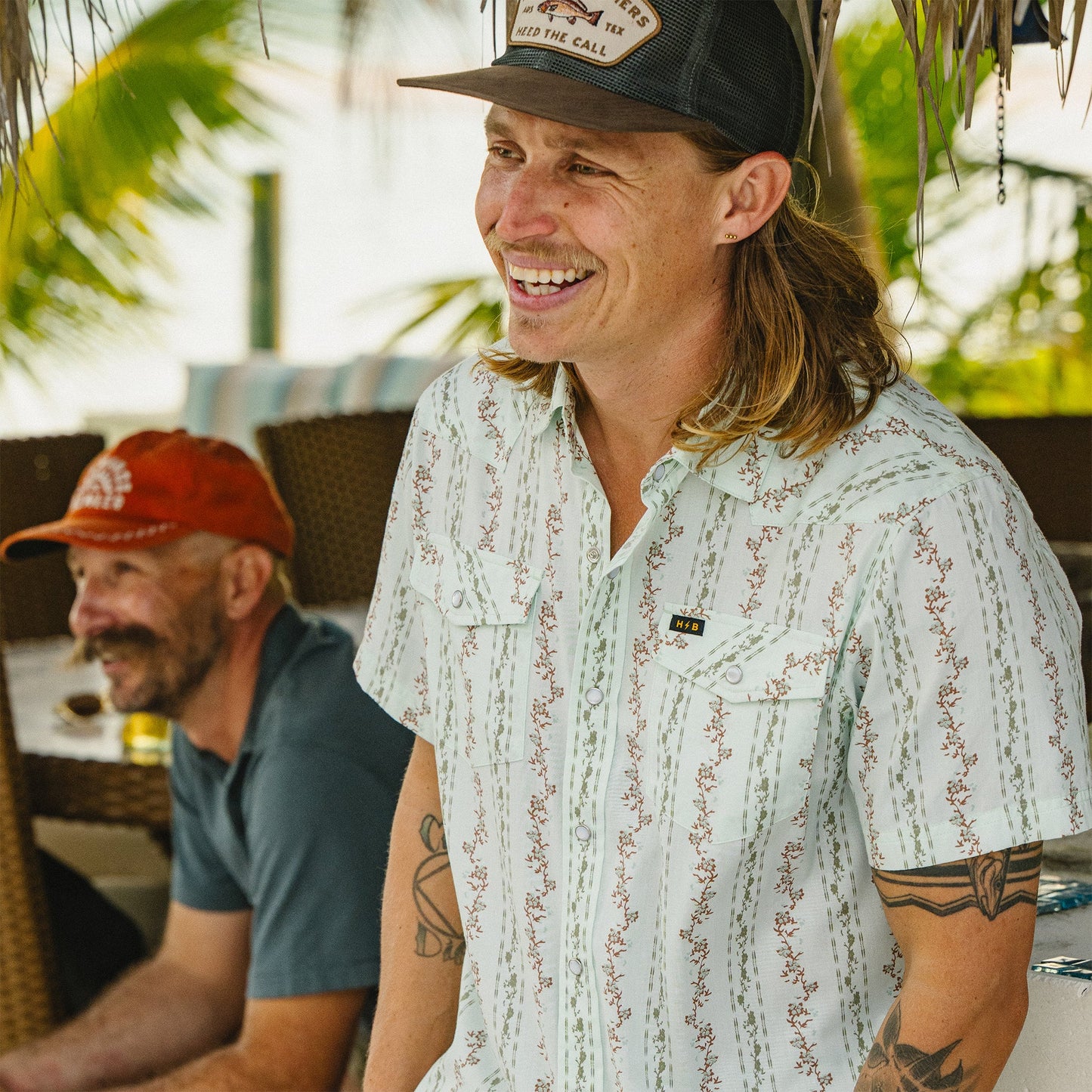 Howler Bros H Bar SnapShirt Hibiscus Ribbons - Mint