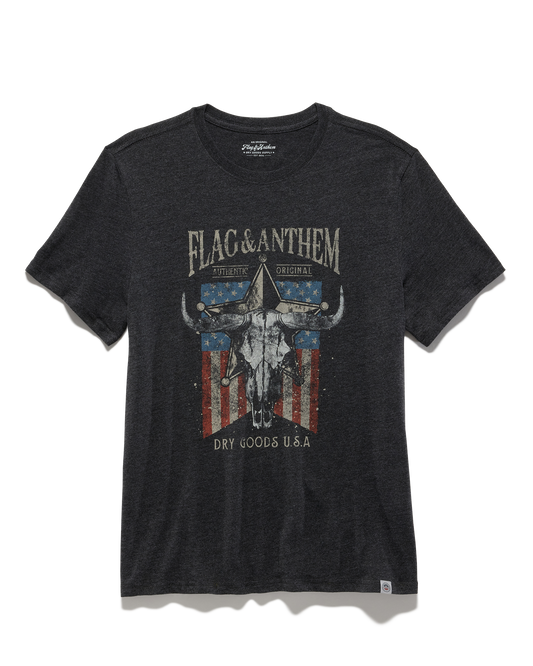 Flag and Anthem American Bull Skull Tee