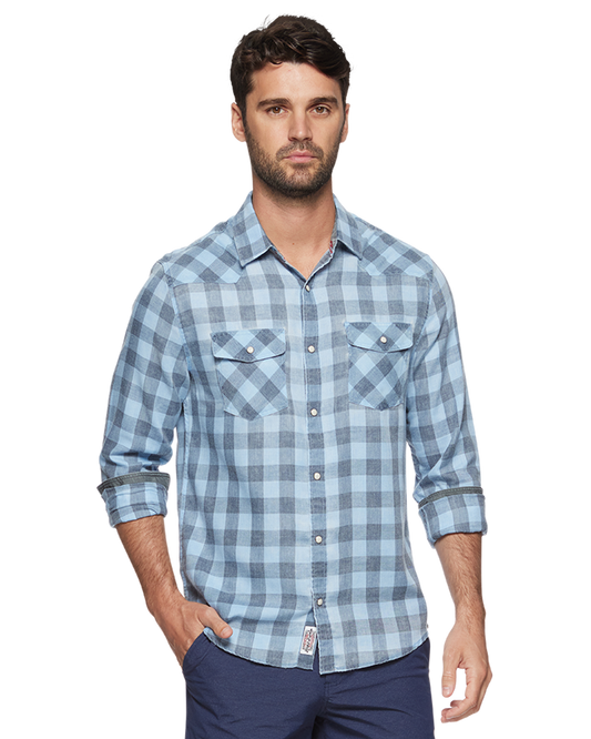 Flag and Anthem Cabot Vintage Washed Shirt - Blue & Black